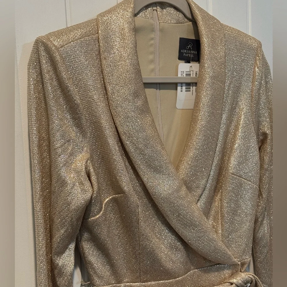 Adrianna Papell Gold Long sleeve dress Size 4 - Picture 4 of 15